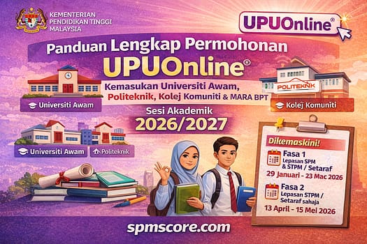 Panduan Lengkap Permohonan UPUOnline® Kemasukan Universiti Awam, Politeknik, Kolej Komuniti & MARA BPT Sesi Akademik 20262027
